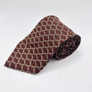 Brooks Brothers Makers Men's Maroon Green Gold Paisley Gold Stripes 55" Silk Tie